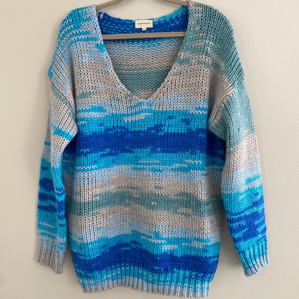 Anthropologie 12pm by mon ami blue sweater size s/m